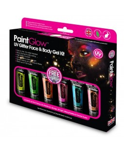 PaintGlow Sada gelových třpytek UV neon na tělo