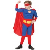 Dětský kostým na karneval svalnatý Superhrdina, 120-130 cm