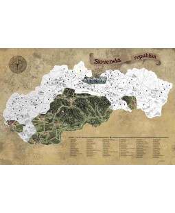 Stírací mapa Slovenska Deluxe XL, Stříbrná