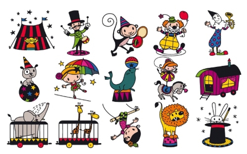 Aladine dětské dřevěné razítka Cirkus