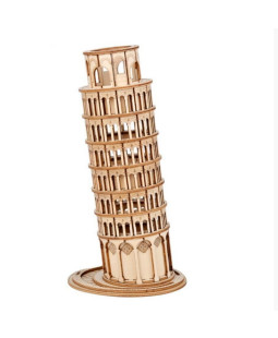 RoboTime dřevěné 3D puzzle - Šikmá věž 9,5x8x18 cm