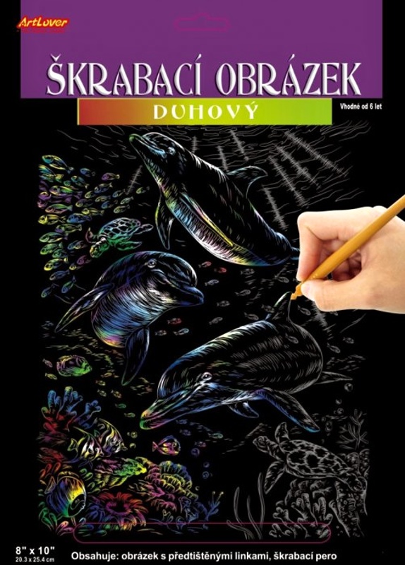 ArtLover škrabací obrázek duhový, Delfíni - 25x20 cm