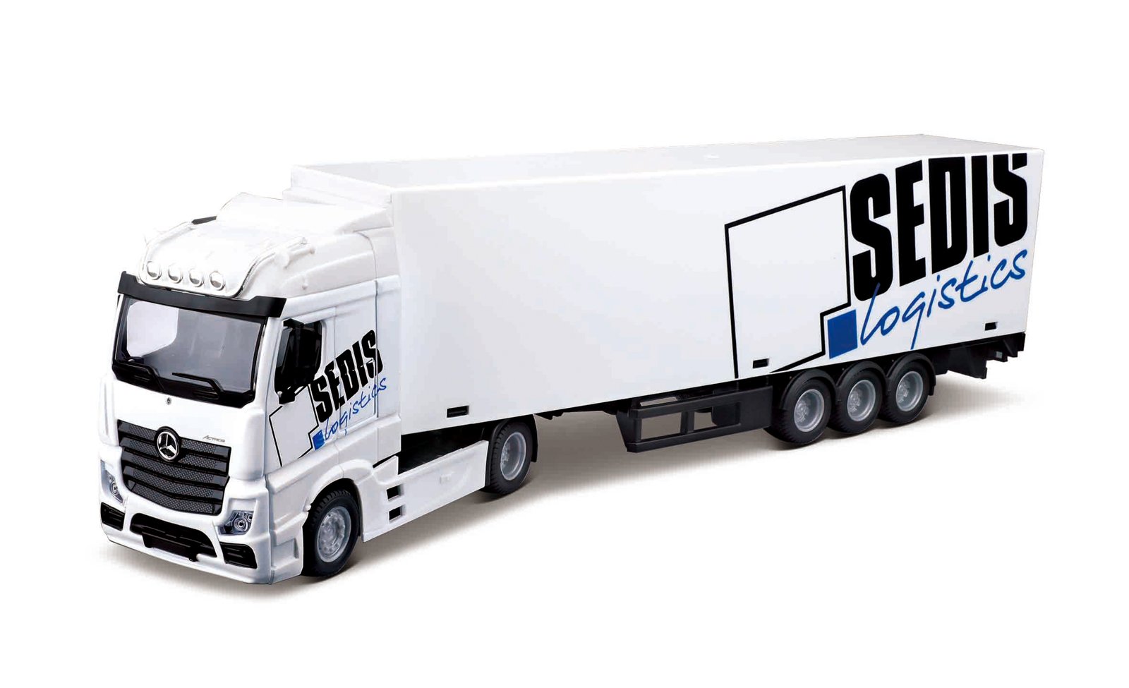 Bburago Mercedes Benz Actros SEDIS Logistics s vysokozdvižným vozíkem 1:43