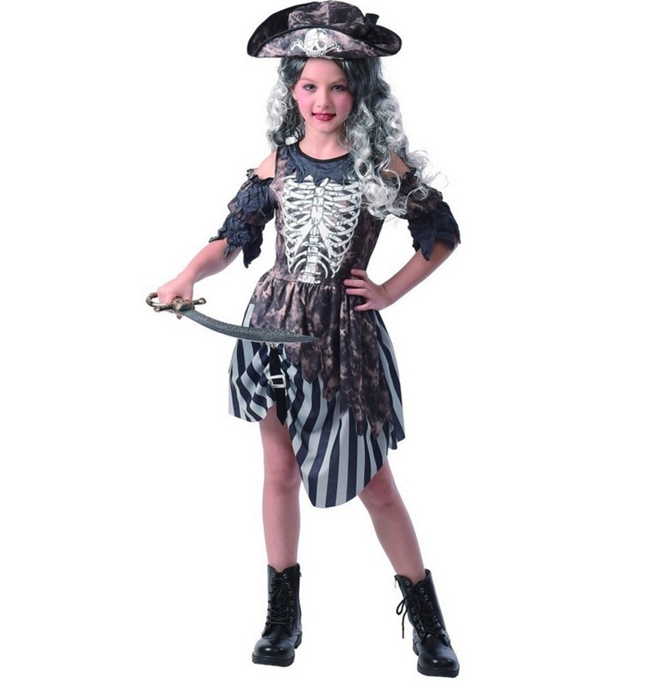 Dětský kostým na karneval Zombie Pirátka, 110-120 cm