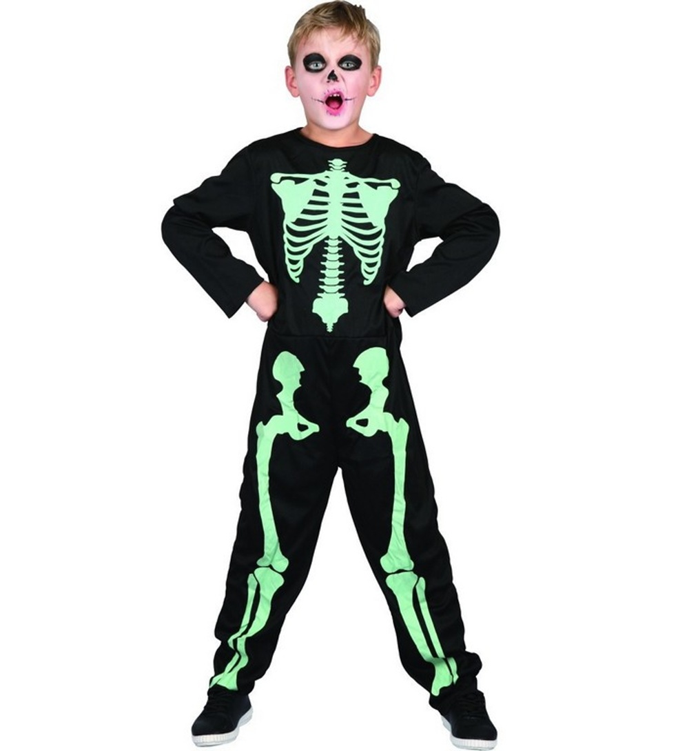 Dětský kostým na karneval Svítící kostra, 110-120 cm