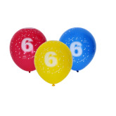 Balónek nafukovací 30cm - sada 5ks, s číslem 6
