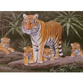 Malování podle čísel - Tygřice s mláďaty, 40 x 30 cm