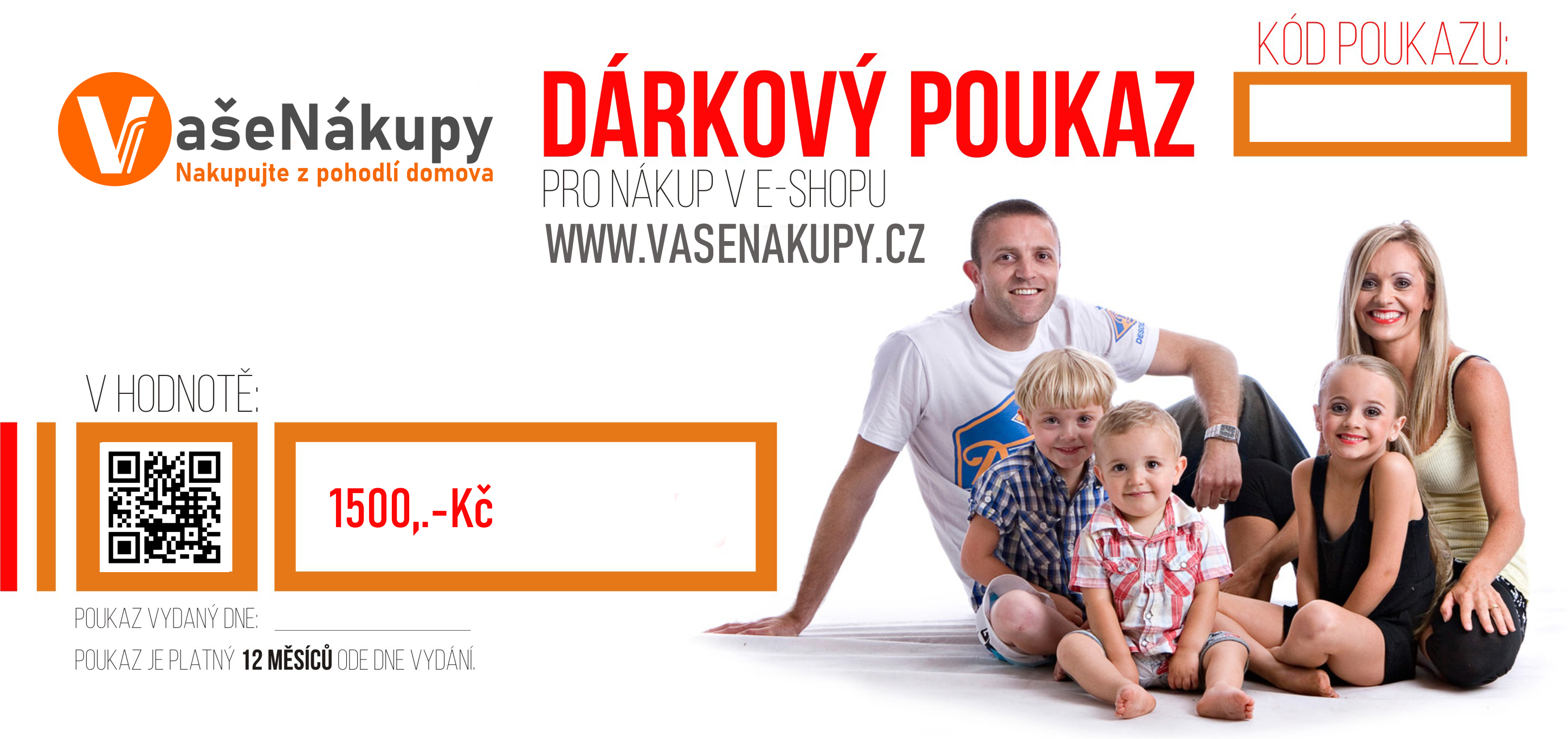 Dárkový poukaz VašeNákupy v hodnotě 1500,- Kč