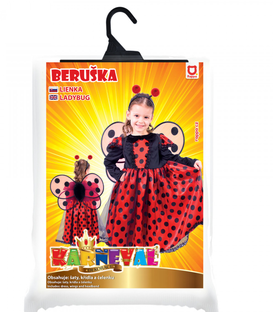 Rappa Dětský kostým na karneval Beruška s křídly a tykadly, vel.M