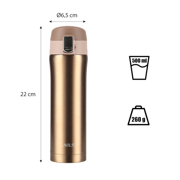 Termoska NILS Camp NCB10 zlatá, 500 ml.