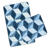 Bellatex koupelnové předložky Modrá krychle, 60 x 100, 60 x 50 cm