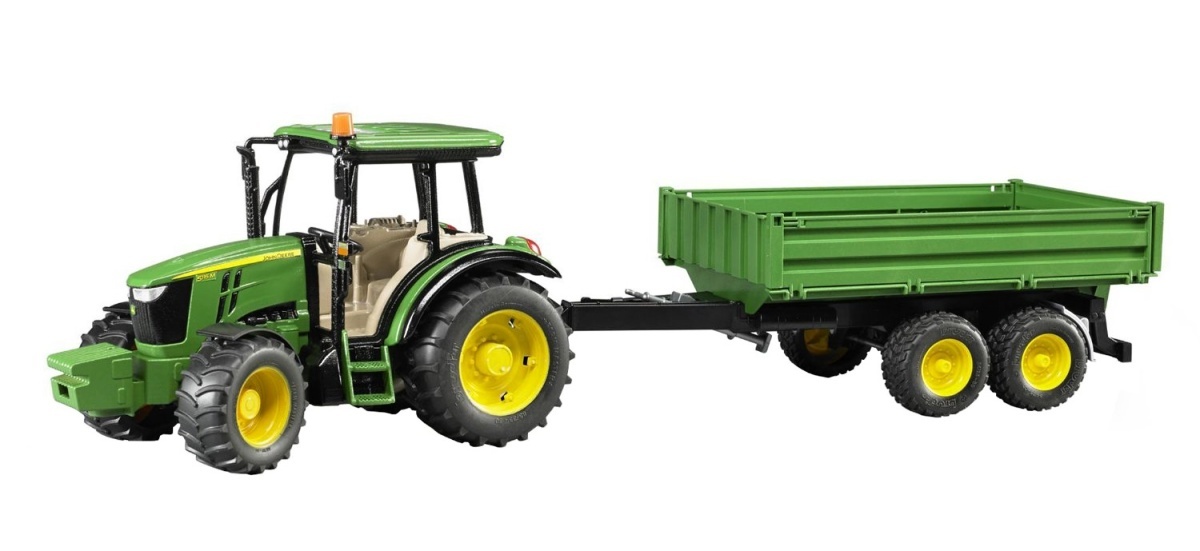 Bruder 2108 Traktor John Deere 5115M a vlečkou