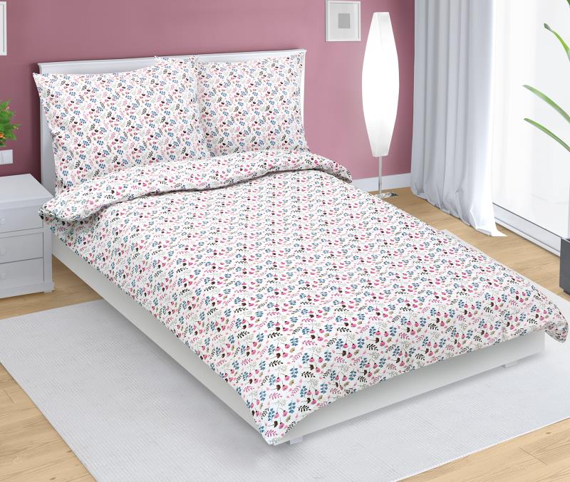 Bellatex Povlečení krepové Louka růžová - 140x200, 70x90cm