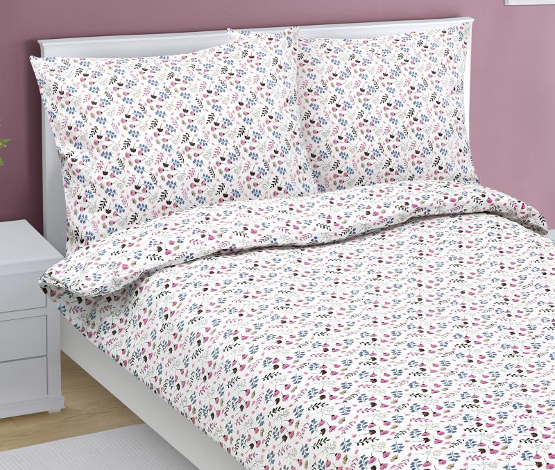 Bellatex Povlečení krepové Louka růžová - 140x200, 70x90cm