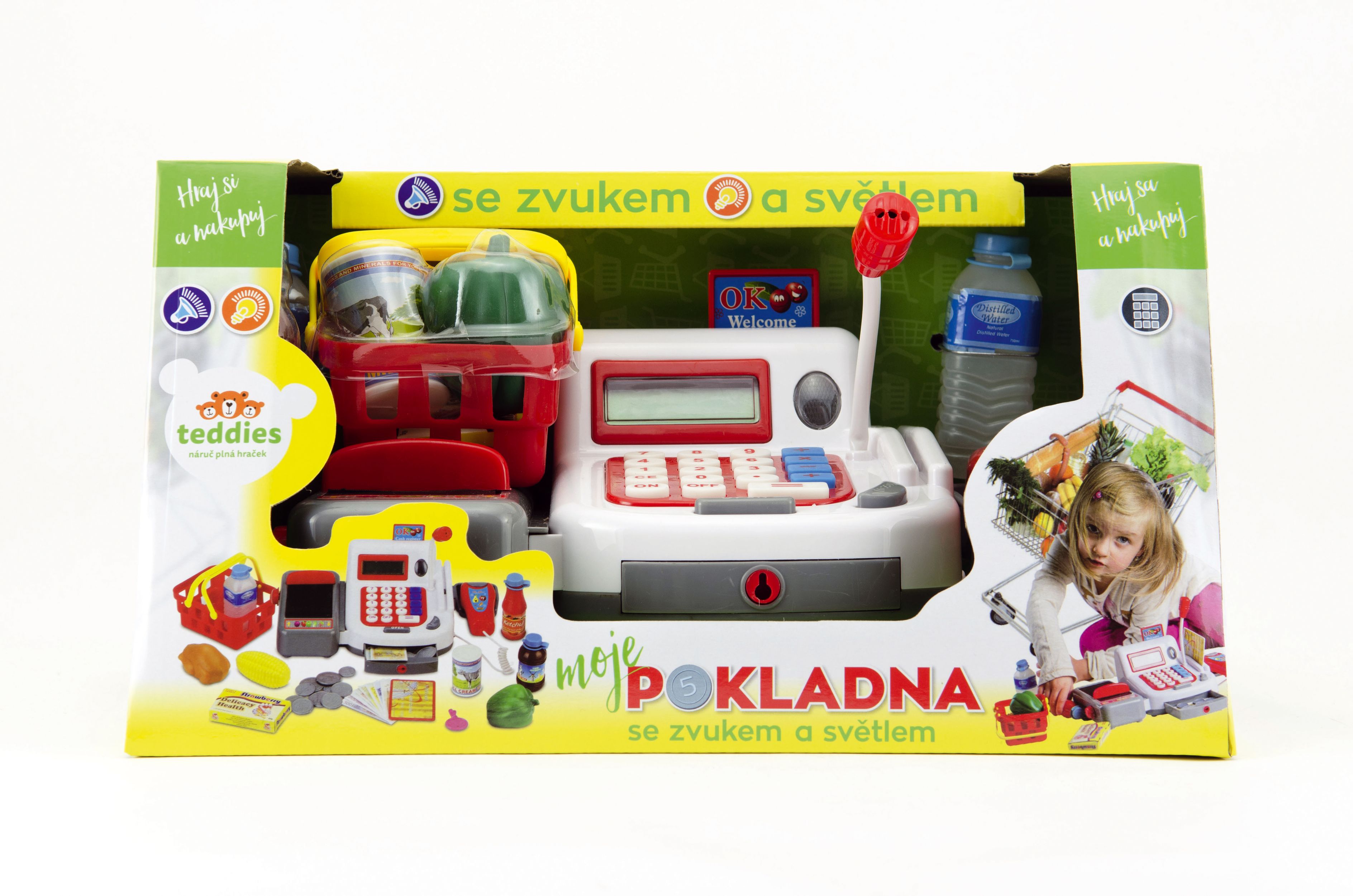 Teddies Dětská digitální pokladna s doplňky na baterie se zvukem a světlem