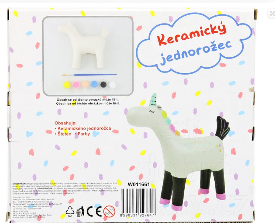 Keramický jednorožec k domalování