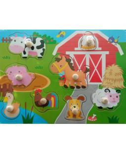 Dětské dřevěné vkládací puzzle, Farma