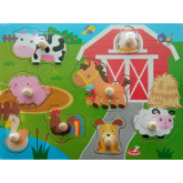 Dětské dřevěné vkládací puzzle, Farma