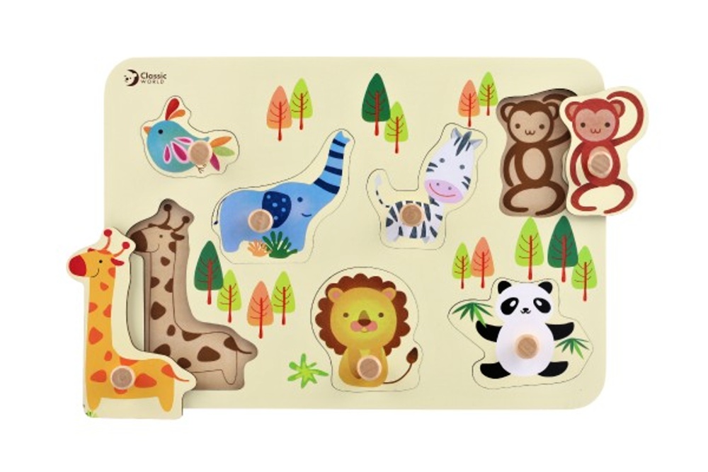 Dětská dřevěná vkládačka Zoo, 30x21cm