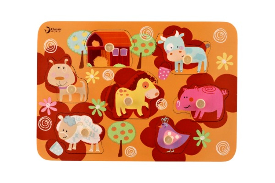 Dětské deskové obrysové puzzle, Farma 30x21cm
