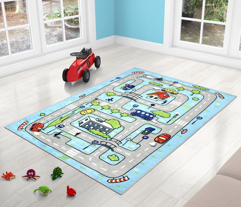 Bellatex Kobereček dětský, Modrá autíčková dráha - 150 cm
