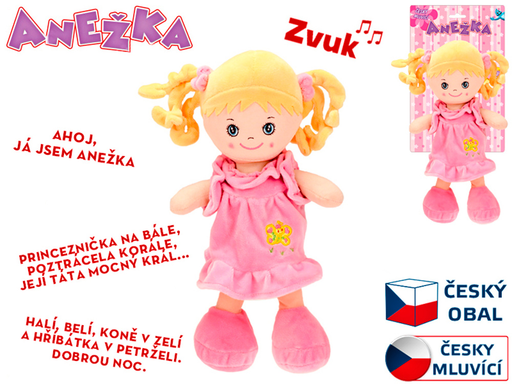 Panenka Anežka na baterie česky mluvící a zpívající blondýnka, 36cm