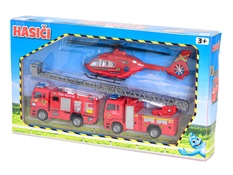 Sada hasičských aut 12 - 16cm volný chod