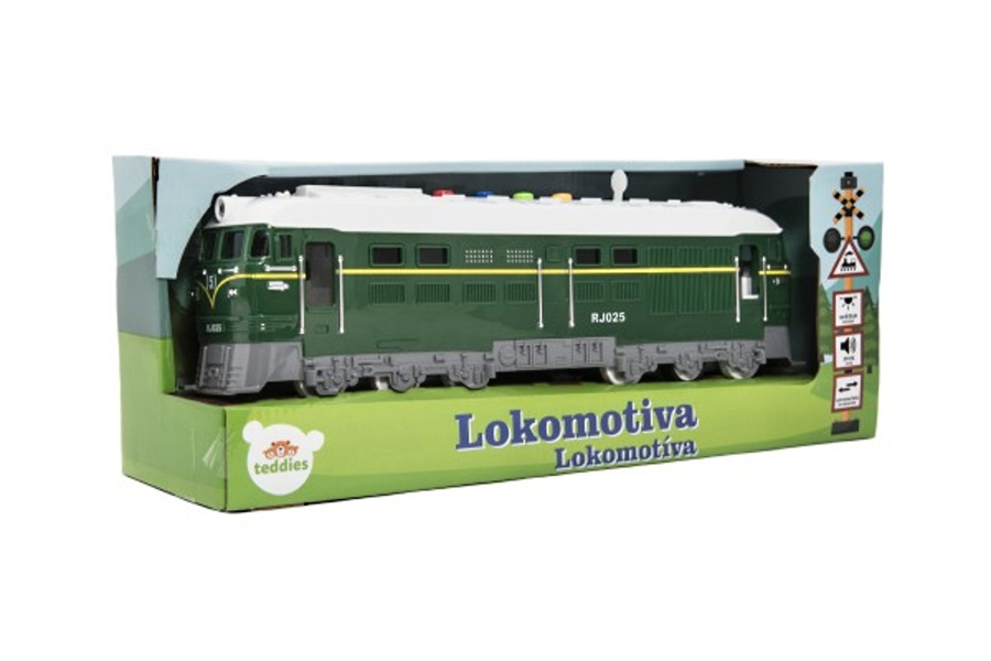 Plastová zelená lokomotiva se světlem a zvukem, 35cm