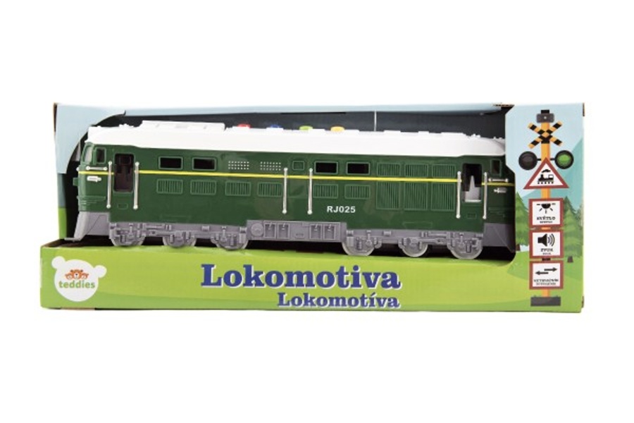 Plastová zelená lokomotiva se světlem a zvukem, 35cm