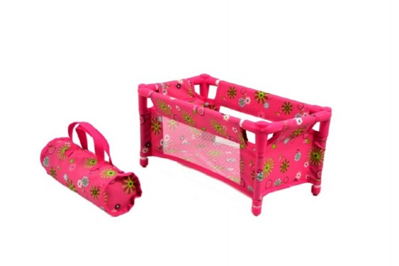 Teddies Skládací postýlka pro panenky, Růžová 43x23x20cm