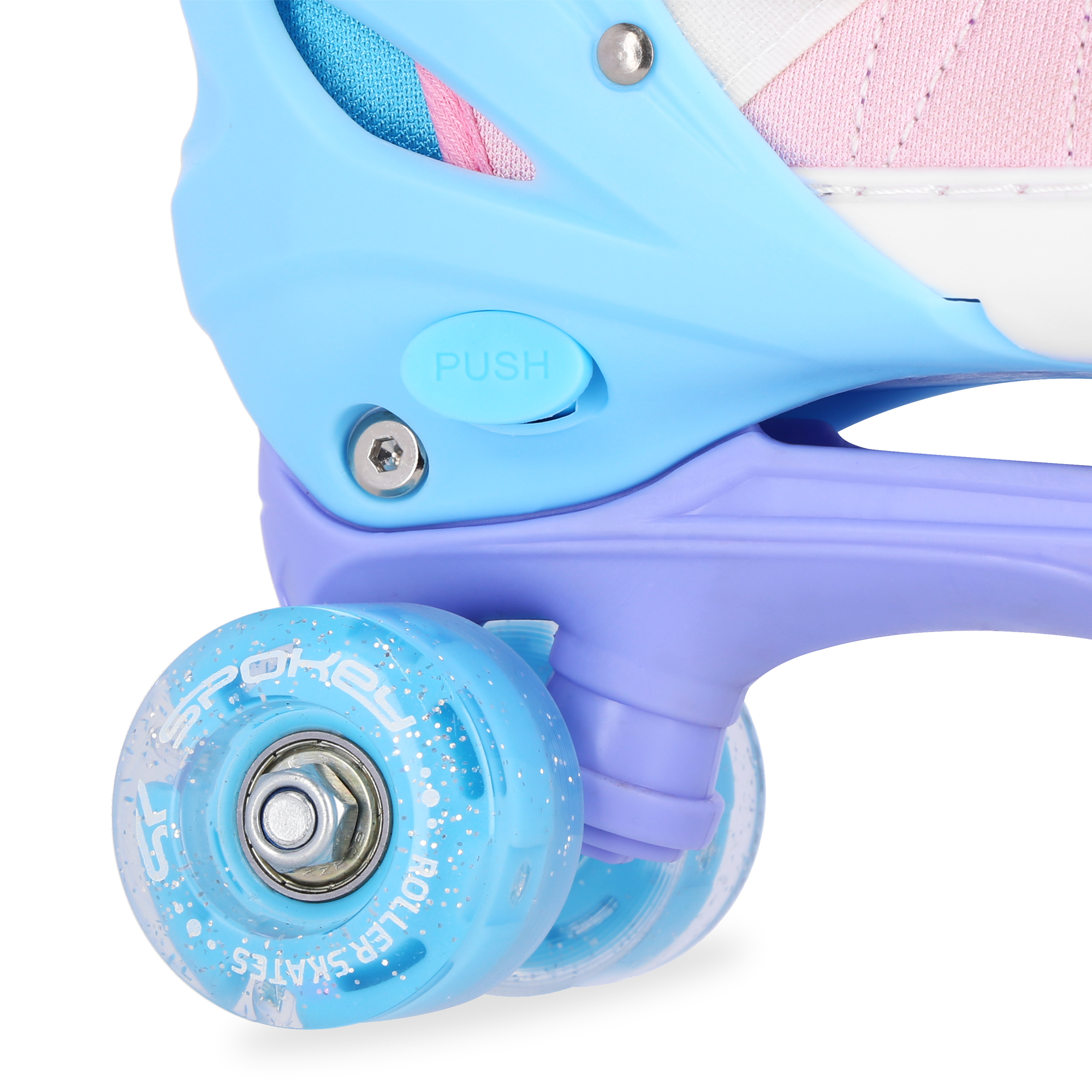 Spokey BUFF PRO Trekové brusle, regulovatelné, růžovo-modré, ABEC7, vel. 38-41