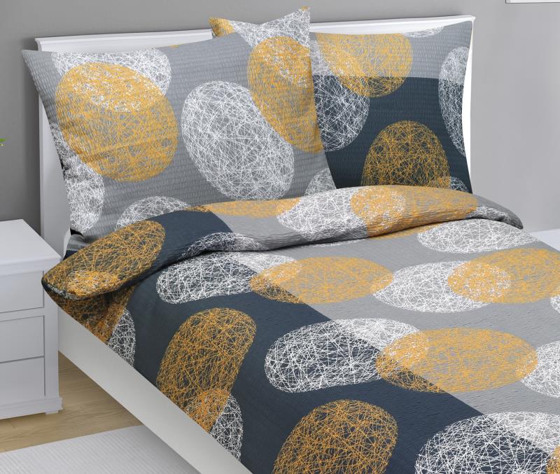 Bellatex Povlečení krepové, Šedooranžové koule - 140x200, 70x90 cm