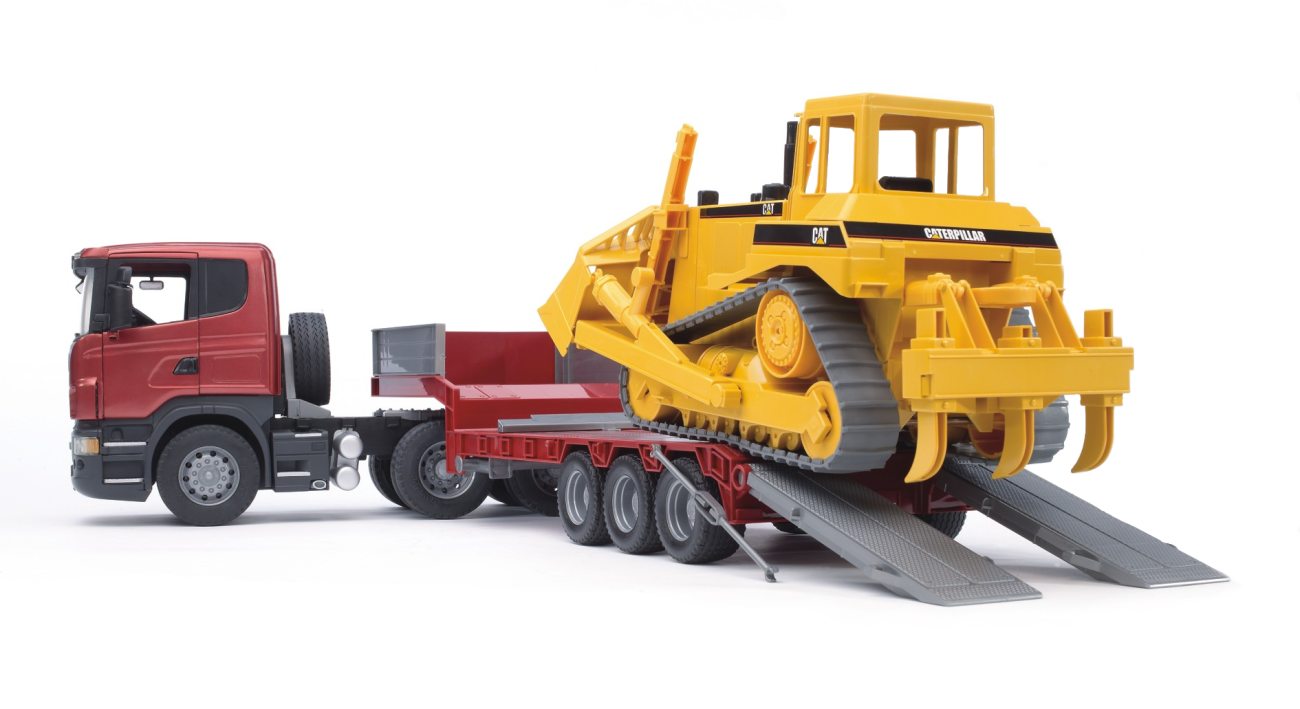 Bruder 3555 Scania tahač s buldozerem CAT