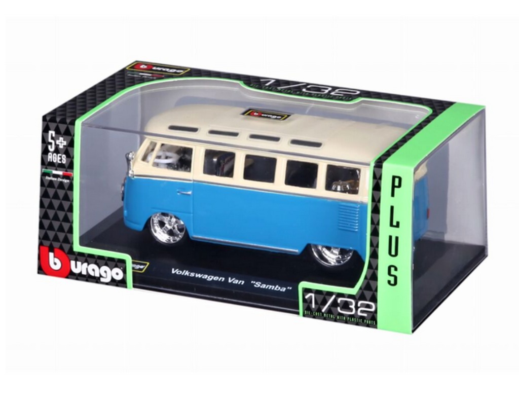 Bburago Plus Volkswagen Van Samba Blue/White 1:32