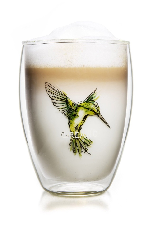 Creano šálek 250 ml Hummi Bird zelený z dvojitého skla