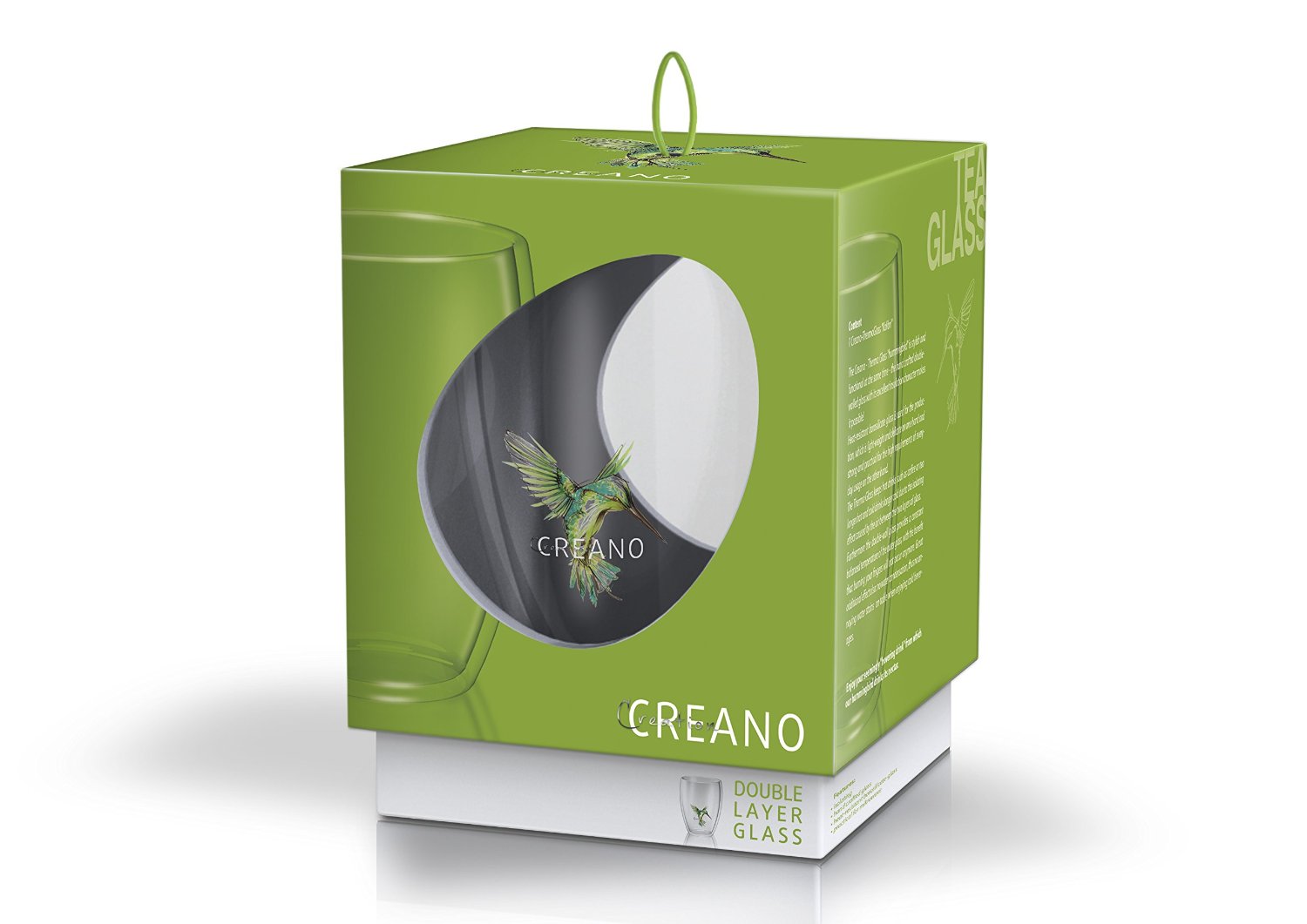 Creano šálek 250 ml Hummi Bird zelený z dvojitého skla