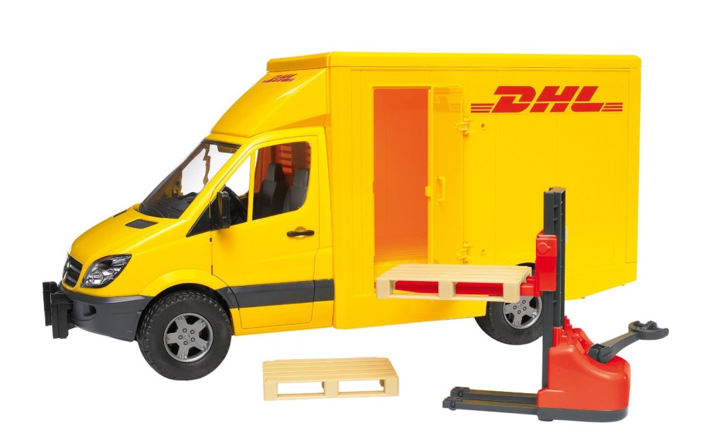 Bruder 2534 Mercedes Benz skříňový DHL, paletový vozík