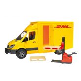 Bruder 2534 Mercedes Benz skříňový DHL + paletový vozík