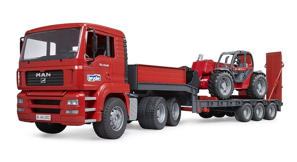 Bruder 2774 MAN TGA s návěsem a teleskopickým nakladačem Manitou MLT 633
