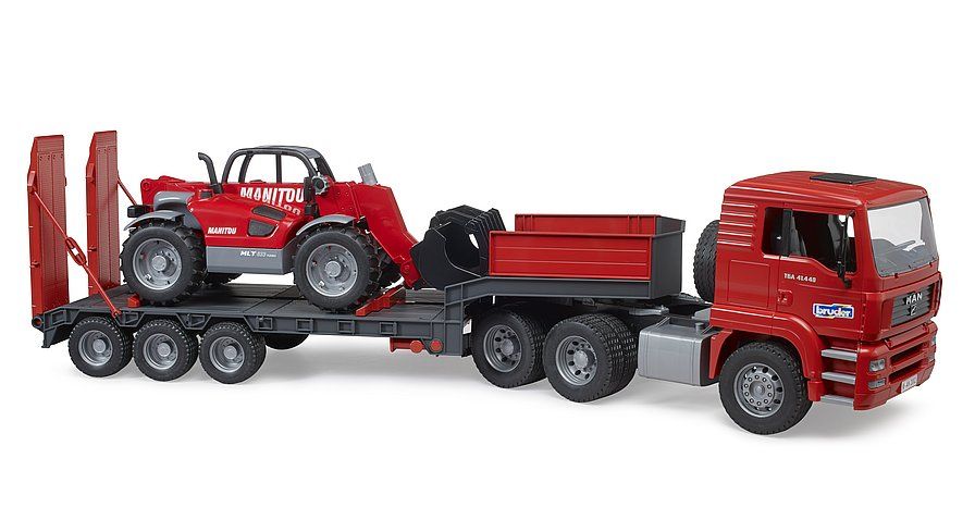 Bruder 2774 MAN TGA s návěsem a teleskopickým nakladačem Manitou MLT 633