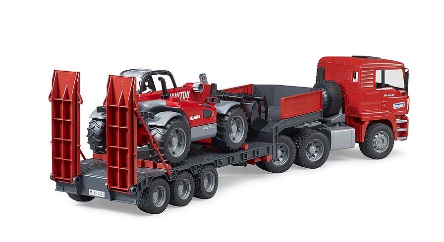 Bruder 2774 MAN TGA s návěsem a teleskopickým nakladačem Manitou MLT 633
