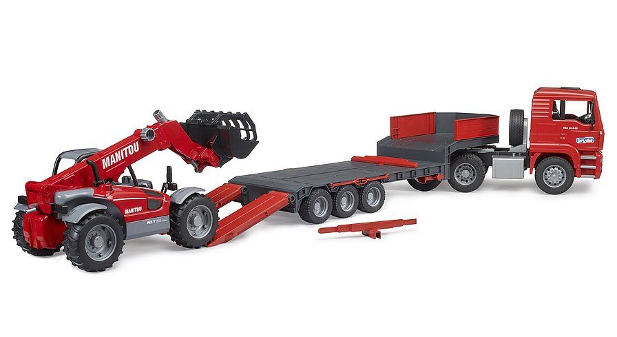 Bruder 2774 MAN TGA s návěsem a teleskopickým nakladačem Manitou MLT 633