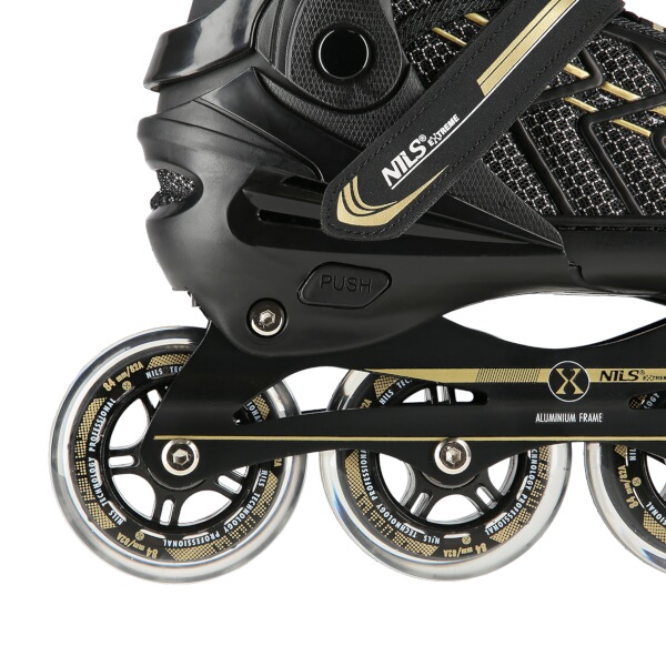 Kolečkové brusle NILS Extreme NA1128 černo-zlaté vel.L (39-42)