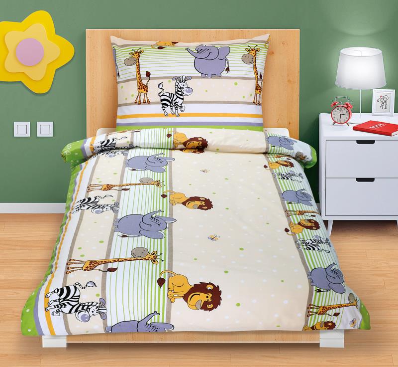 Bellatex Povlečení bavlněné Junior, Safari zelené - 140x200, 70x90 cm