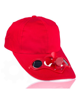Solární čepice s větráčkem, Červená