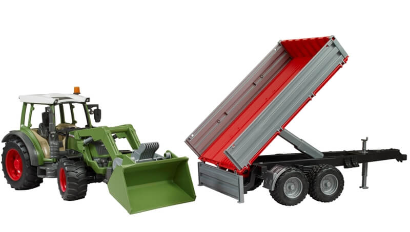 Bruder 2182 Traktor Fendt Vario 211 s čelním nakladačem a sklápěcím přívěsem