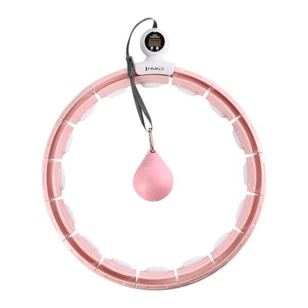 Masážní hula hoop HMS HHM15 se závažím, magnety a počítadlem, růžová