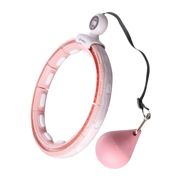 Masážní hula hoop HMS HHM15 se závažím, magnety a počítadlem, růžová