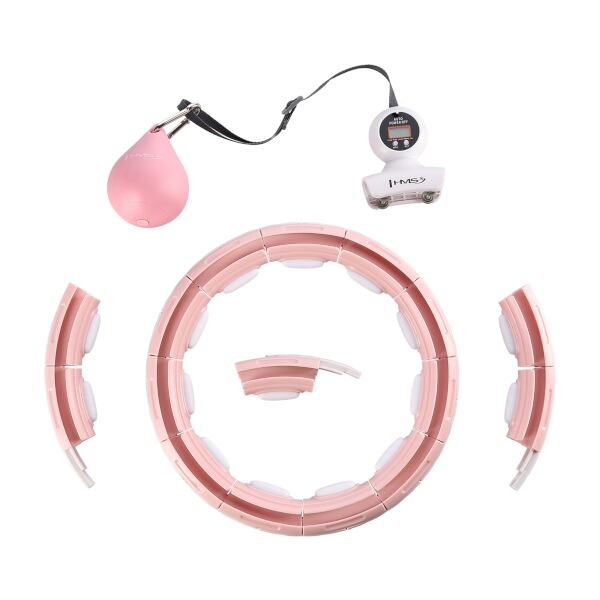 Masážní hula hoop HMS HHM15 se závažím, magnety a počítadlem, růžová