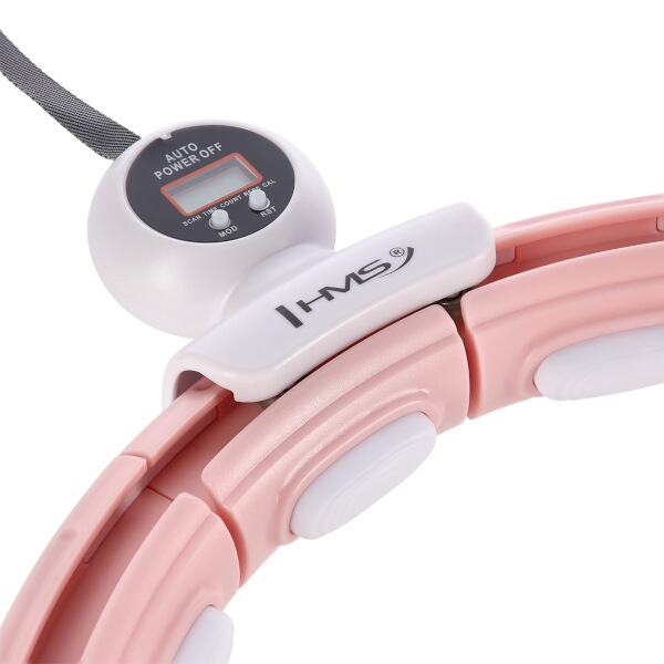 Masážní hula hoop HMS HHM15 se závažím, magnety a počítadlem, růžová